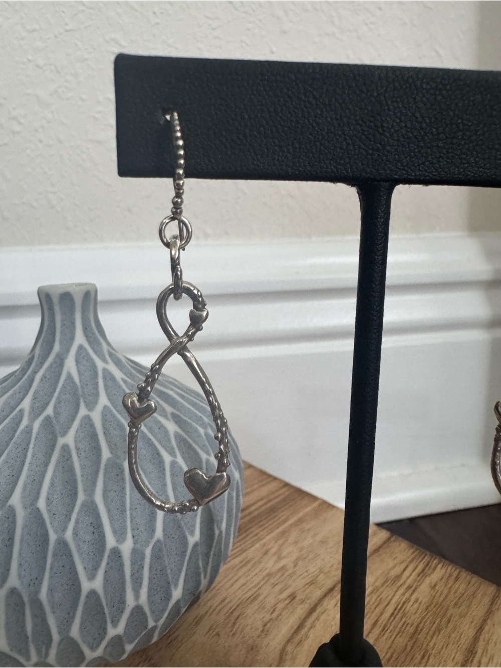 NWOT Sterling Silver Heart Loop Drop Earrings
